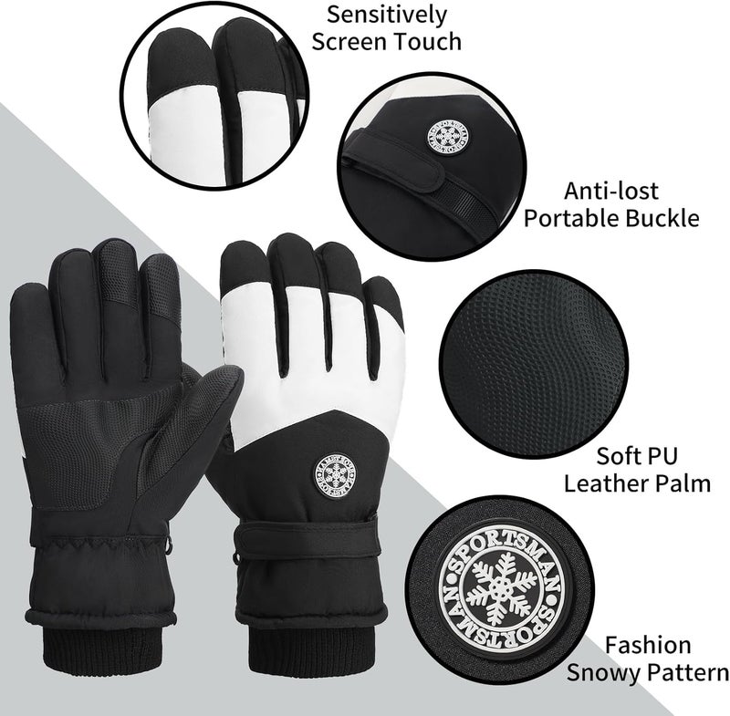Pleneal Winter Ski Gloves Women Men, Windproof Waterproof Gloves with Warm Touchscreen Thermal Lining Anti-Slip for Work Cycling Motorcycle Snowboarding - Image 2